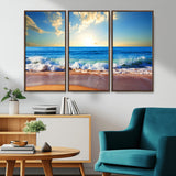 50522-MGV-CV-36X24-Ocean Sunrise Wall Art – Peaceful Beach Waves and Golden Horizon Canvas Print, Coastal Seascape Decor for Home or Office