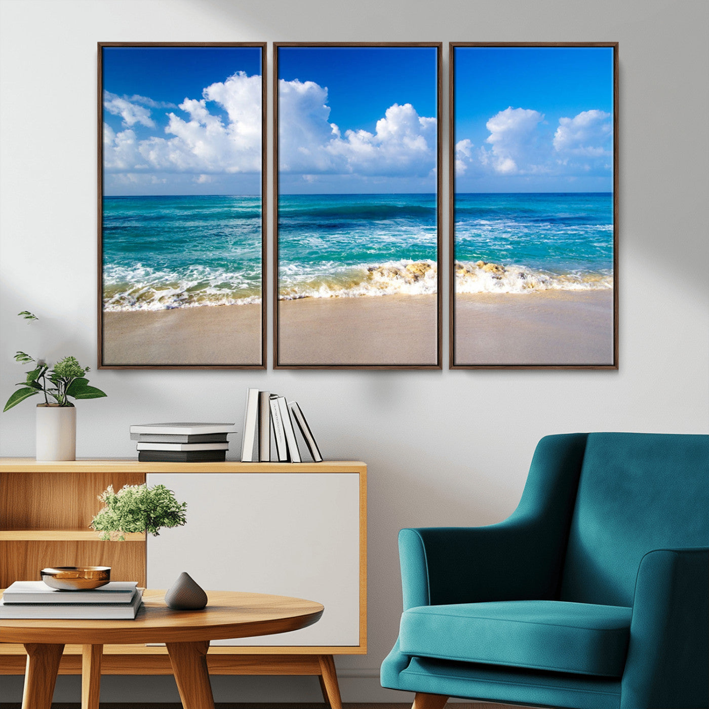 60364-MGV-CV-36X24-Tropical Ocean Wave Wall Art – Serene Blue Sea and White Sand Beach Canvas Print, Coastal Landscape Decor for Living Room, Bedroom