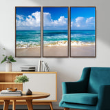 60364-MGV-CV-36X24-Tropical Ocean Wave Wall Art – Serene Blue Sea and White Sand Beach Canvas Print, Coastal Landscape Decor for Living Room, Bedroom