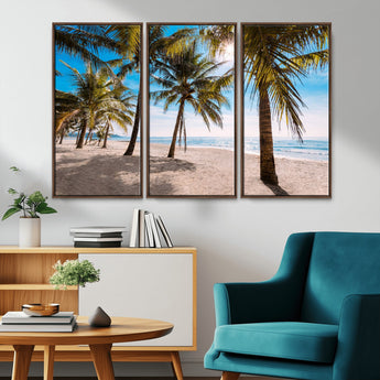 98175-MGV-CV-36X24-Tropical Palm Beach Wall Art – Relaxing Ocean Shore Canvas Print with Palm Trees, Coastal Summer Decor for Living Room, Bedroom or