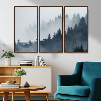 23671-MGV-CV-36X24-Misty Forest Wall Art – Serene Foggy Pine Trees Landscape Canvas Print, Tranquil Nature Decor for Living Room, Bedroom or Office
