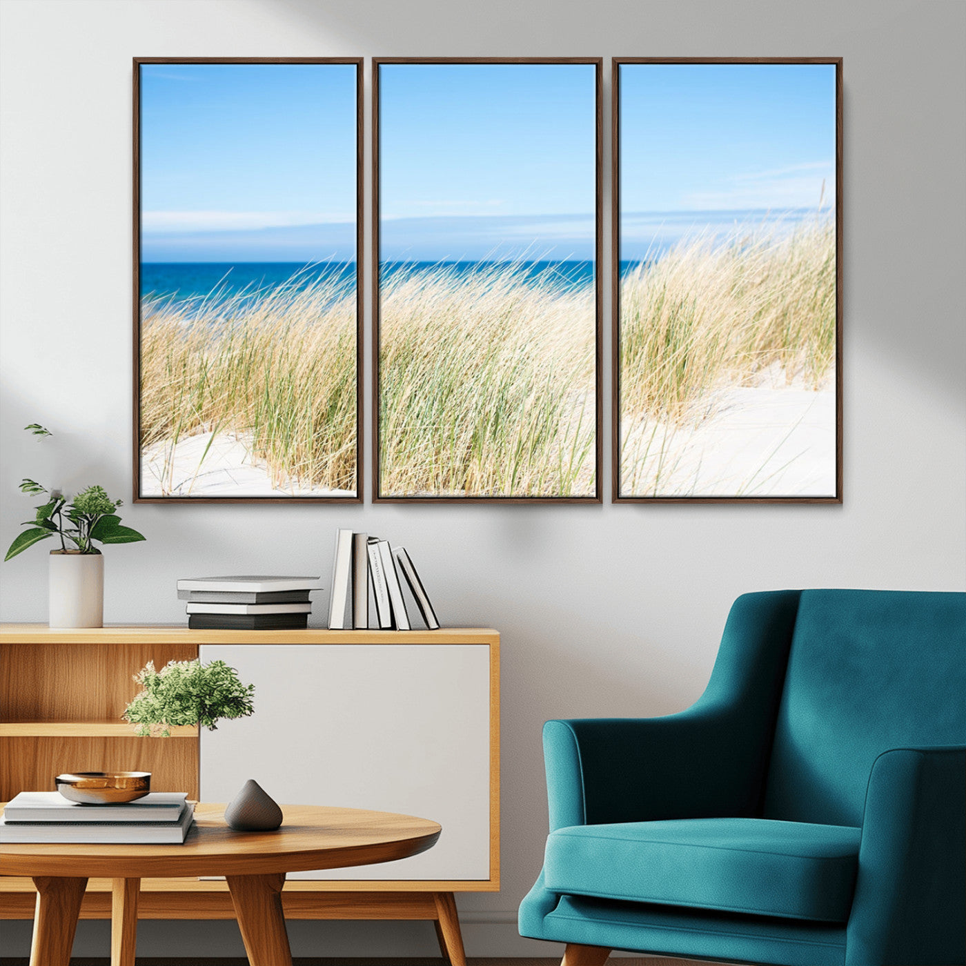 96913-MGV-CV-36X24-Coastal Dunes Wall Art – Serene Beach Grass and Blue Ocean Canvas Print, Relaxing Seaside Nature Decor for Living Room, Bedroom or
