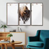 19889-MGV-CV-36X24-Snow Bison Wall Art – Majestic Buffalo Winter Landscape Canvas Print, Rustic Wildlife Photography Decor for Cabin, Lodge, Living