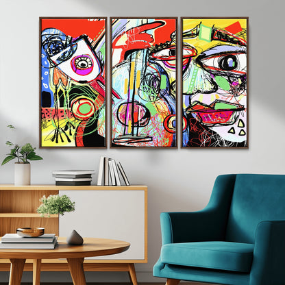 37796-MGV-CV-36X24-Picasso Style Wall Art Canvas Print, Framed Picasso Art Picture Print, Picasso Cubism Perfect Modern Abstract Decor Artwork