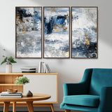 59716-MGV-CV-36X24-Abstract Blue and Gold Wall Art – Modern Textured Canvas Print, Contemporary Painting for Living Room, Bedroom, or Office Decor