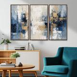 44344-MGV-CV-36X24-Abstract Blue and Gold Wall Art – Modern Hand Painted Canvas Print, Contemporary Textured Painting for Living Room, Bedroom or