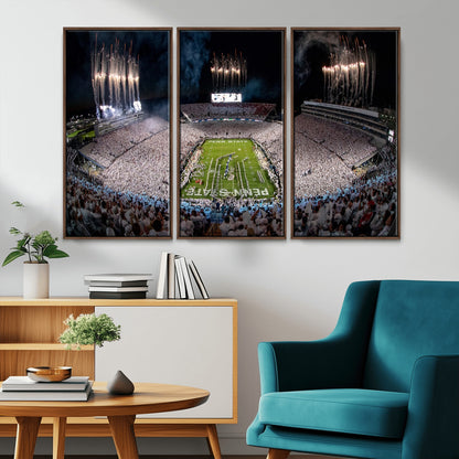 11391-MGV-CV-36X24-Penn State Stadium Wall Art – Panoramic White Out Football Game Canvas Print, College Sports Decor for Office, Man Cave, or Living