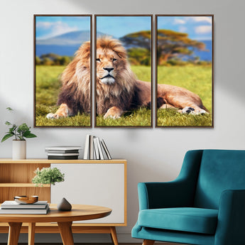 67826-MGV-CV-36X24-Majestic Lion Wall Art – King of the Jungle Canvas Print, Safari Wildlife Decor for Living Room, Office, or Man Cave