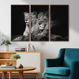 80013-MGV-CV-36X24-Lion and Lioness Wall Art – Black and White Wildlife Photography Canvas Print, African Safari Animal Decor for Office, Bedroom