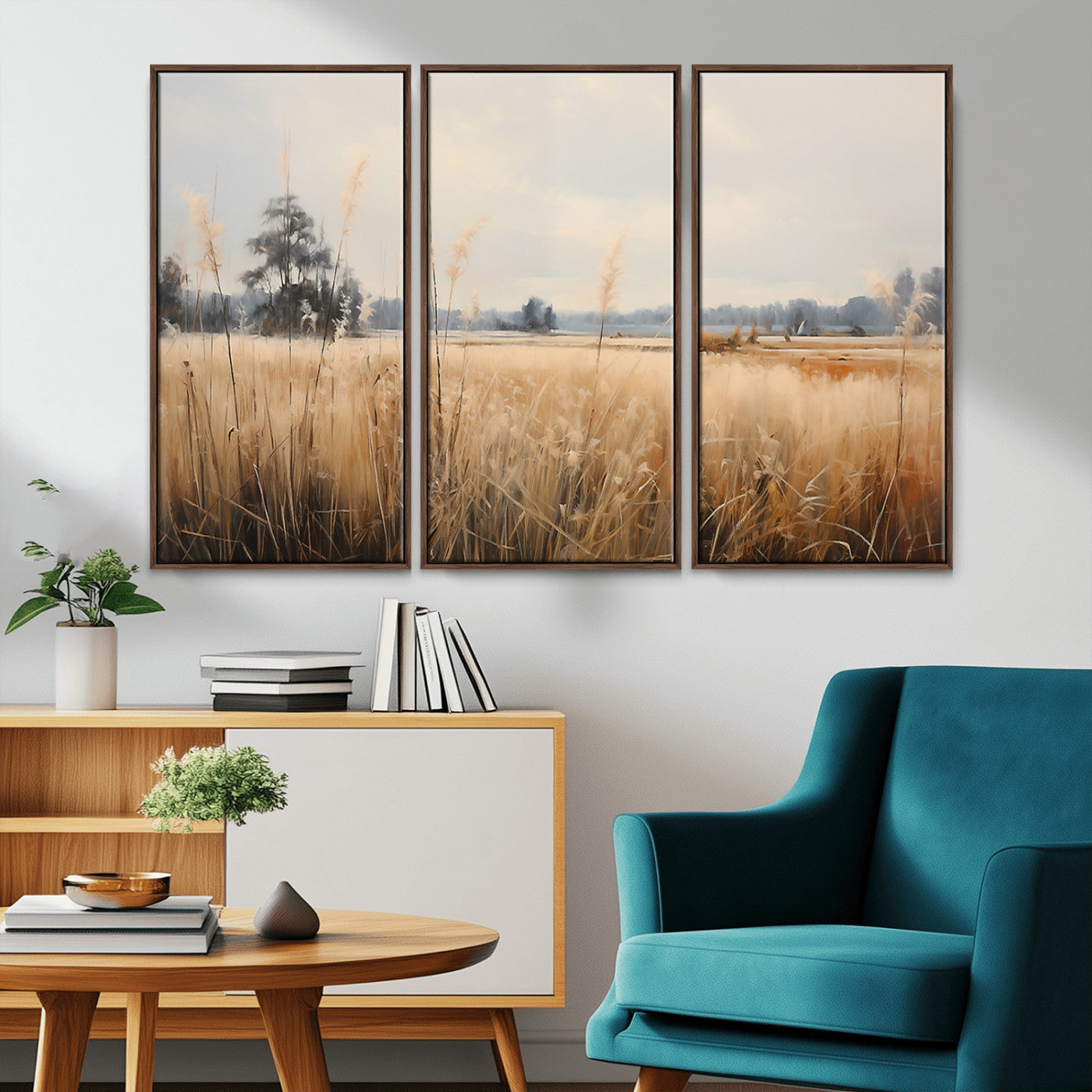 38193-MGV-CV-36X24-Golden Meadow Wall Art – Serene Grassland Landscape Canvas Print, Rustic Nature Decor for Bedroom, Living Room or Farmhouse