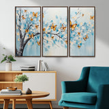59455-MGV-CV-36X24-Butterfly Tree Branch Wall Art – Blue and Yellow Abstract Canvas Print, Modern Nature Artwork for Living Room, Bedroom or Office