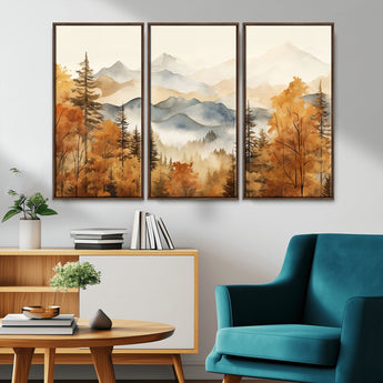 72950-MGV-CV-36X24-Autumn Mountain Forest Wall Art – Golden Fall Landscape Canvas Print, Nature-Inspired Home Decor for Living Room, Bedroom or
