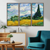 97252-MGV-CV-36X24-Wheat Field with Cypress – Van Gogh Wall Art, Impressionist Landscape Canvas Print, Rustic Home Decor for Living Room or Office