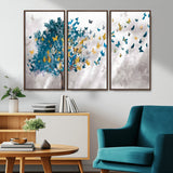 37564-MGV-CV-36X24-Butterfly Tree Wall Art – Modern Nature Canvas Print with Blue and Golden Butterflies, Elegant Decorative Painting for Living Room