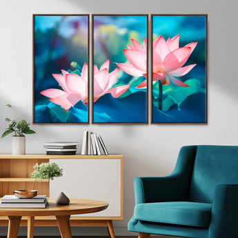 32559-MGV-CV-36X24-Lotus Flower Wall Art – Pink Water Lily Canvas Print, Tranquil Nature Decor for Living Room, Bedroom or Meditation Space