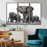 91685-MGV-CV-36X24-Elephant Herd Wall Art – Black and White Safari Canvas Print, African Wildlife Photography Decor for Living Room, Office or