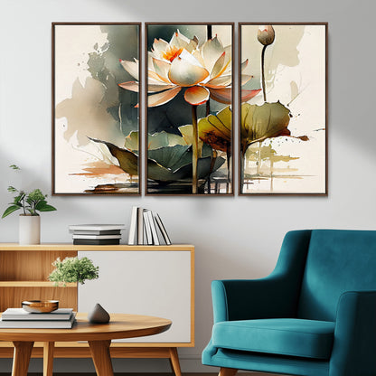 62531-MGV-CV-36X24-Lotus Flower Wall Art – Watercolor Botanical Canvas Print, Tranquil Nature Artwork for Living Room, Bedroom or Meditation Space