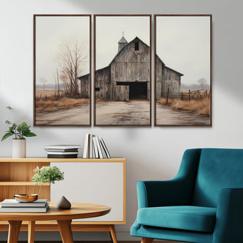 11602-MGV-CV-36X24-Old Barn Wall Art Canvas Print, Framed Rustic Barn Art Picture Print, Old Farmhouse Perfect Rustic Farmhouse Decor Artwork