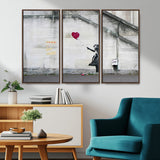 50559-MGV-CV-36X24-Banksy Girl with Balloon Wall Art – Famous Street Graffiti Canvas Print, Modern Urban Artwork for Living Room, Bedroom or Office