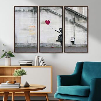 50559-MGV-CV-36X24-Banksy Girl with Balloon Wall Art – Famous Street Graffiti Canvas Print, Modern Urban Artwork for Living Room, Bedroom or Office