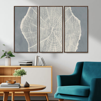 25547-MGV-CV-36X24-Tree Ring Wall Art Canvas Print, Framed Linocut Tree Ring Art Picture Print, Wood Texture Perfect Minimalist Farmhouse Decor