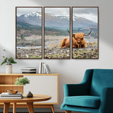80252-MGV-CV-36X24-Scottish Cow Wall Art Canvas Print, Framed Highland Cow Art Picture Print, Highland Cattle Perfect Rustic Farmhouse Decor Artwork