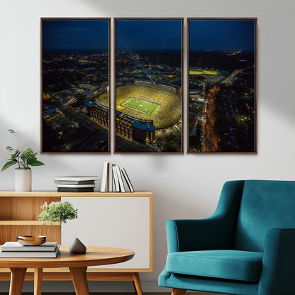 33588-MGV-CV-36X24-Football Stadium Wall Art – Aerial Night Game Canvas Print Packed Field City Lights, Sports Photography Decor for Game Room, Man