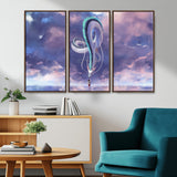 66864-MGV-CV-36X24-Fantasy Dragon Wall Art – Mystical Canvas Print Girl and Sky Serpent Dreamlike Clouds, Magical Anime Inspired Decor for Living
