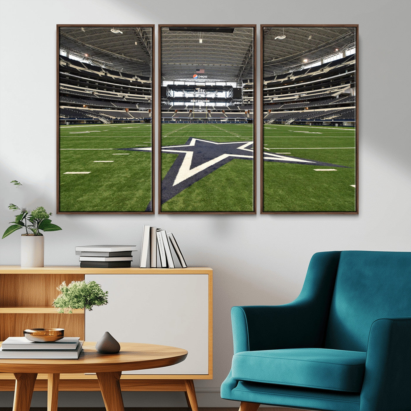 14834-MGV-CV-36X24-Dallas Att Stadium Wall Art Canvas Print, Framed Texas NFL Stadium Art Picture Print, American Football Stadium Perfect Sports