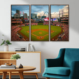91908-MGV-CV-36X24-Baseball Stadium Wall Art – Canvas Print Game Day Field City Skyline Iconic Arch Scene Sports Photography, Decor for Game Room,