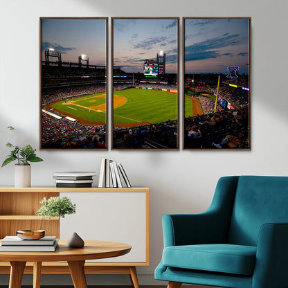 17415-MGV-CV-36X24-Philadelphia Phillies Stadium Wall Art Canvas Print, Framed Citizens Bank Park Art Picture Print, Phillies Stadium Field Perfect