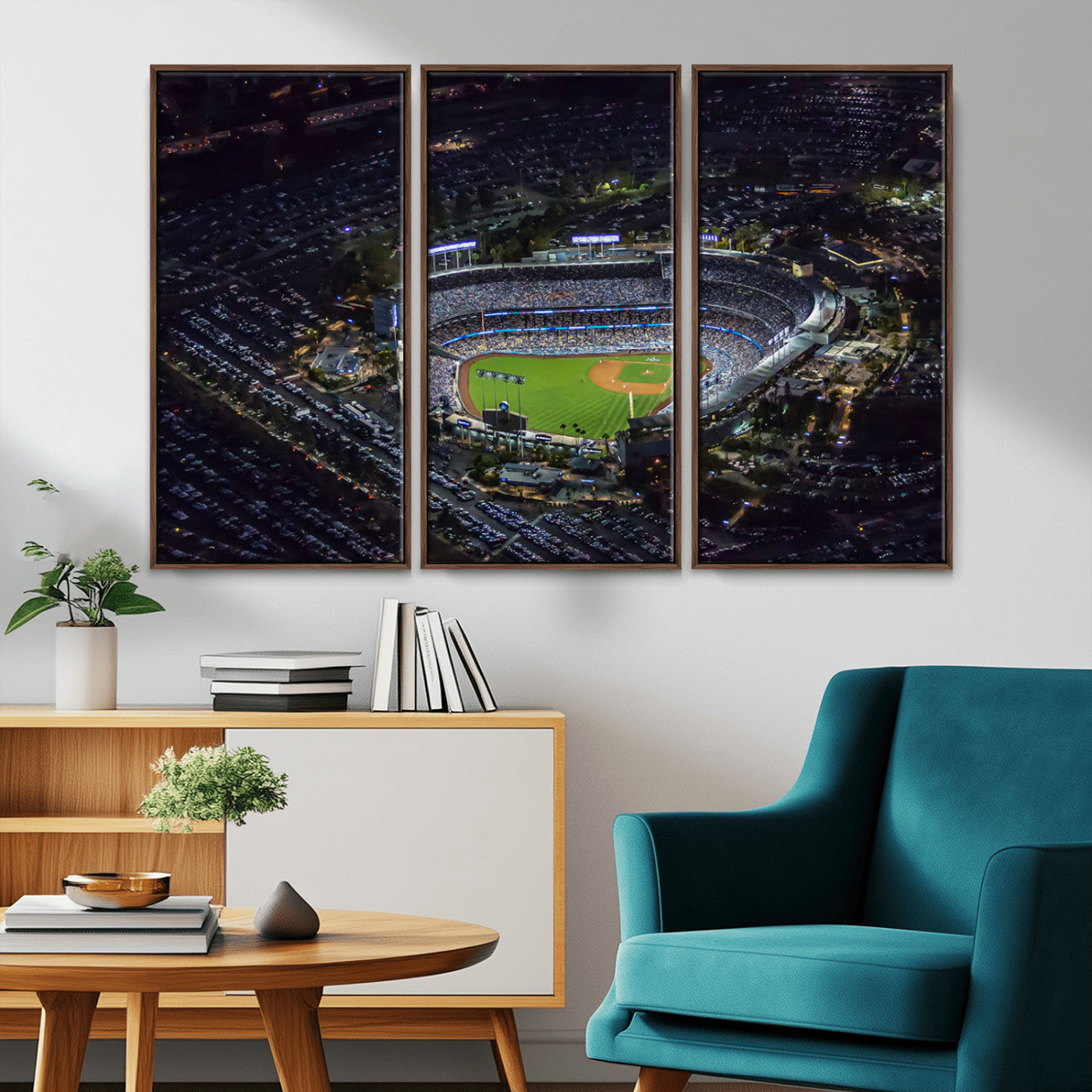 16515-MGV-CV-36X24-Dodgers Stadium Wall Art Canvas Print, Framed Baseball Stadium Art Picture Print, Dodgers Field Perfect Sport Room Decor Artwork