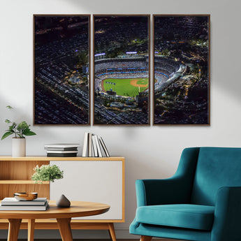 16515-MGV-CV-36X24-Dodgers Stadium Wall Art Canvas Print, Framed Baseball Stadium Art Picture Print, Dodgers Field Perfect Sport Room Decor Artwork