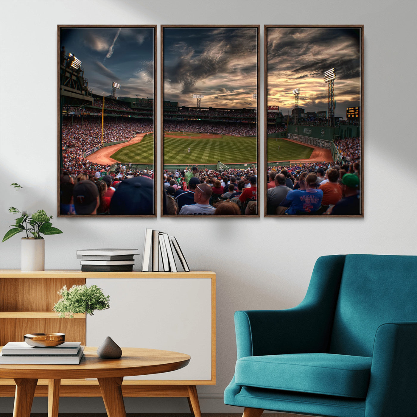 53432-MGV-CV-36X24-Fenway Park Stadium Wall Art Canvas Print, Framed Boston Baseball Stadium Art Picture Print, Massachusetts Fenway Park Perfect