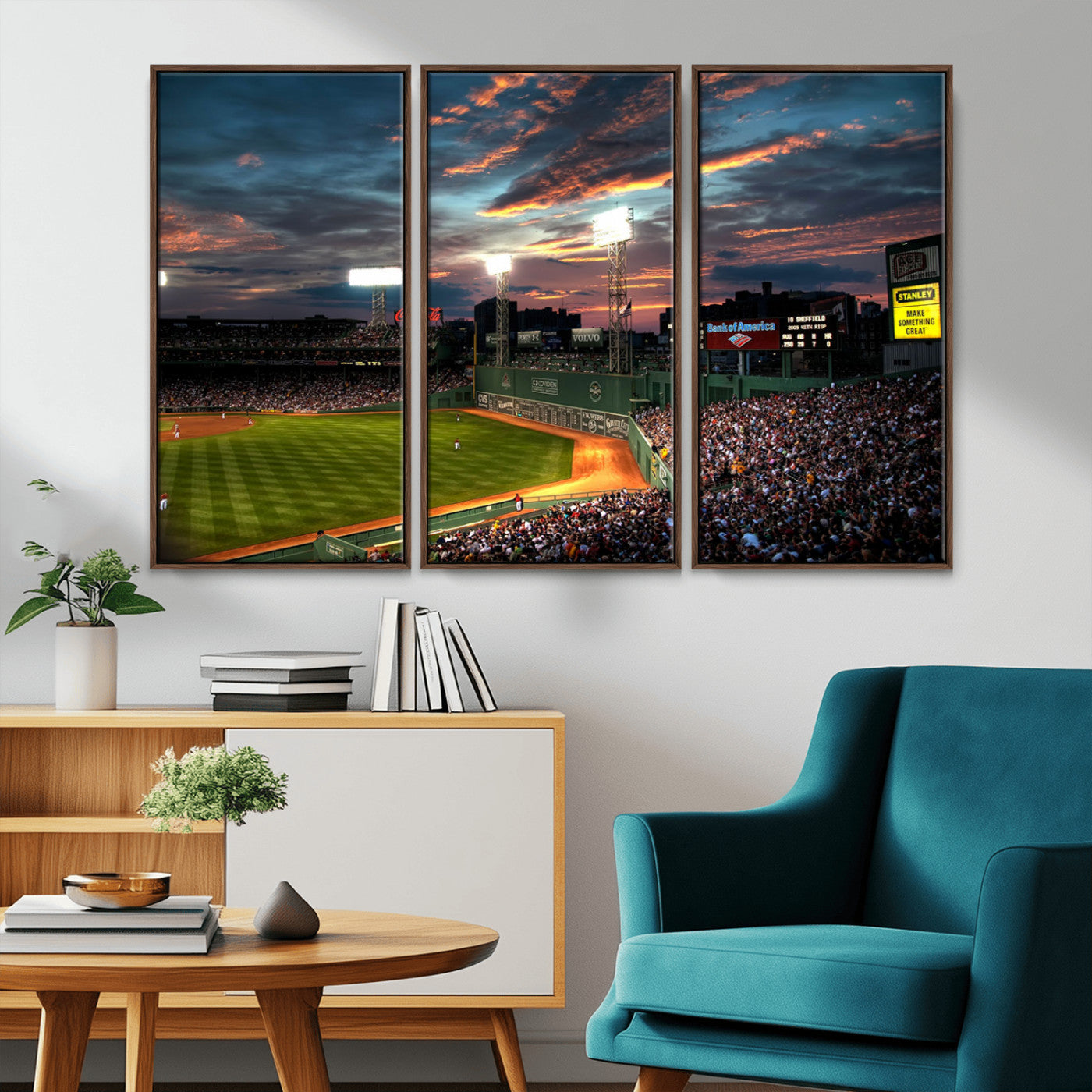 66781-MGV-CV-36X24-Baseball Stadium Wall Art – Canvas Print Evening Game Field Packed Crowd Sunset Sky Sports Photography, Dynamic Decor for Game