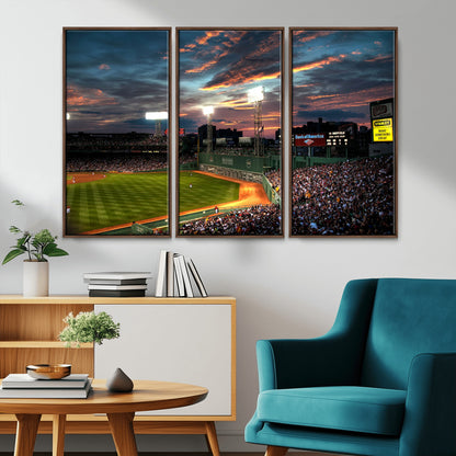66781-MGV-CV-36X24-Baseball Stadium Wall Art – Canvas Print Evening Game Field Packed Crowd Sunset Sky Sports Photography, Dynamic Decor for Game