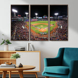 47365-MGV-CV-36X24-Fenway Park Stadium Wall Art Canvas Print, Framed Boston Baseball Stadium Art Picture Print, MLB Stadium Field Perfect Sport Room