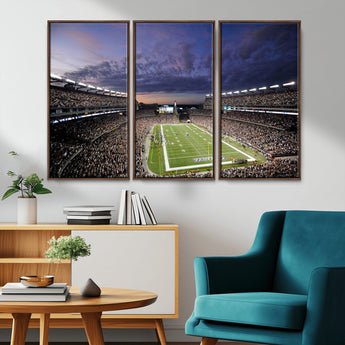52712-MGV-FC-48X32-3P_Walnut-Gillette Stadium Field Wall Art Canvas Print, Framed Massachusetts Stadium Art Picture Print, Gillette Stadium Perfect Sport Room