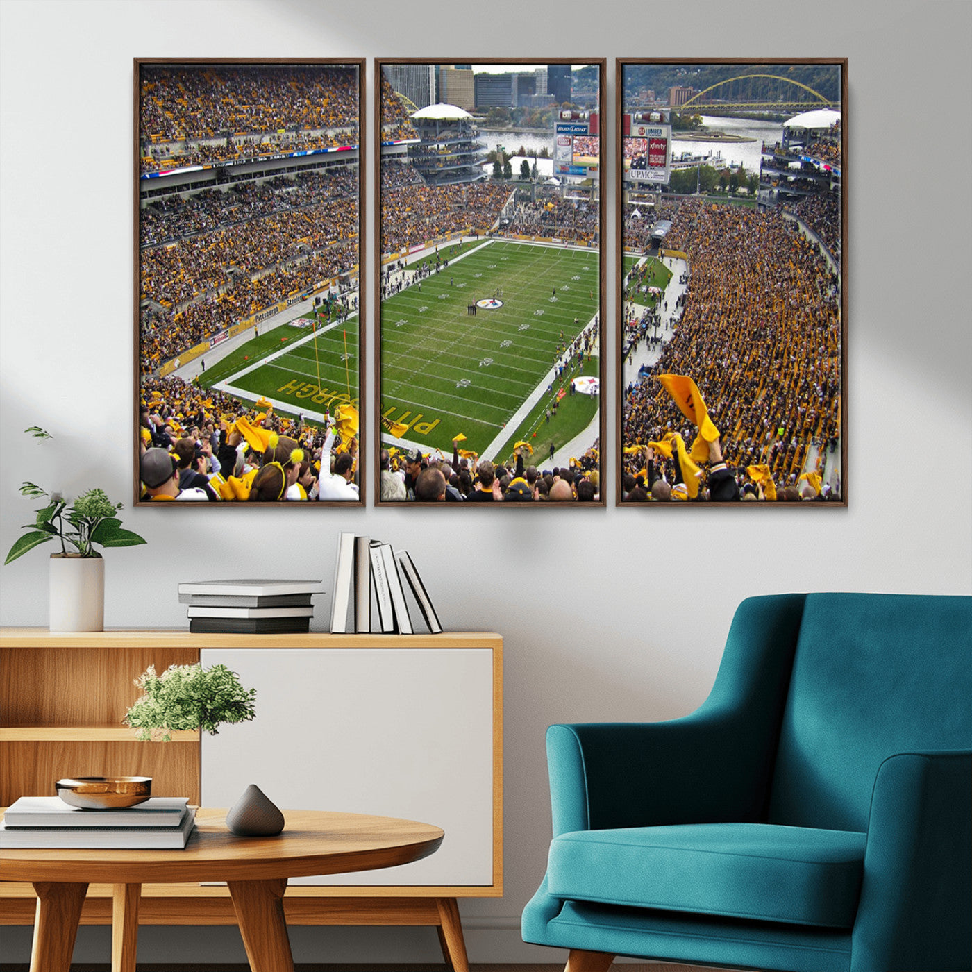51419-MGV-CV-36X24-Heinz Field Wall Art Canvas Print, Framed Pittsburgh Stadium Field Art Picture Print, Heinz Stadium Field Perfect Sports Room
