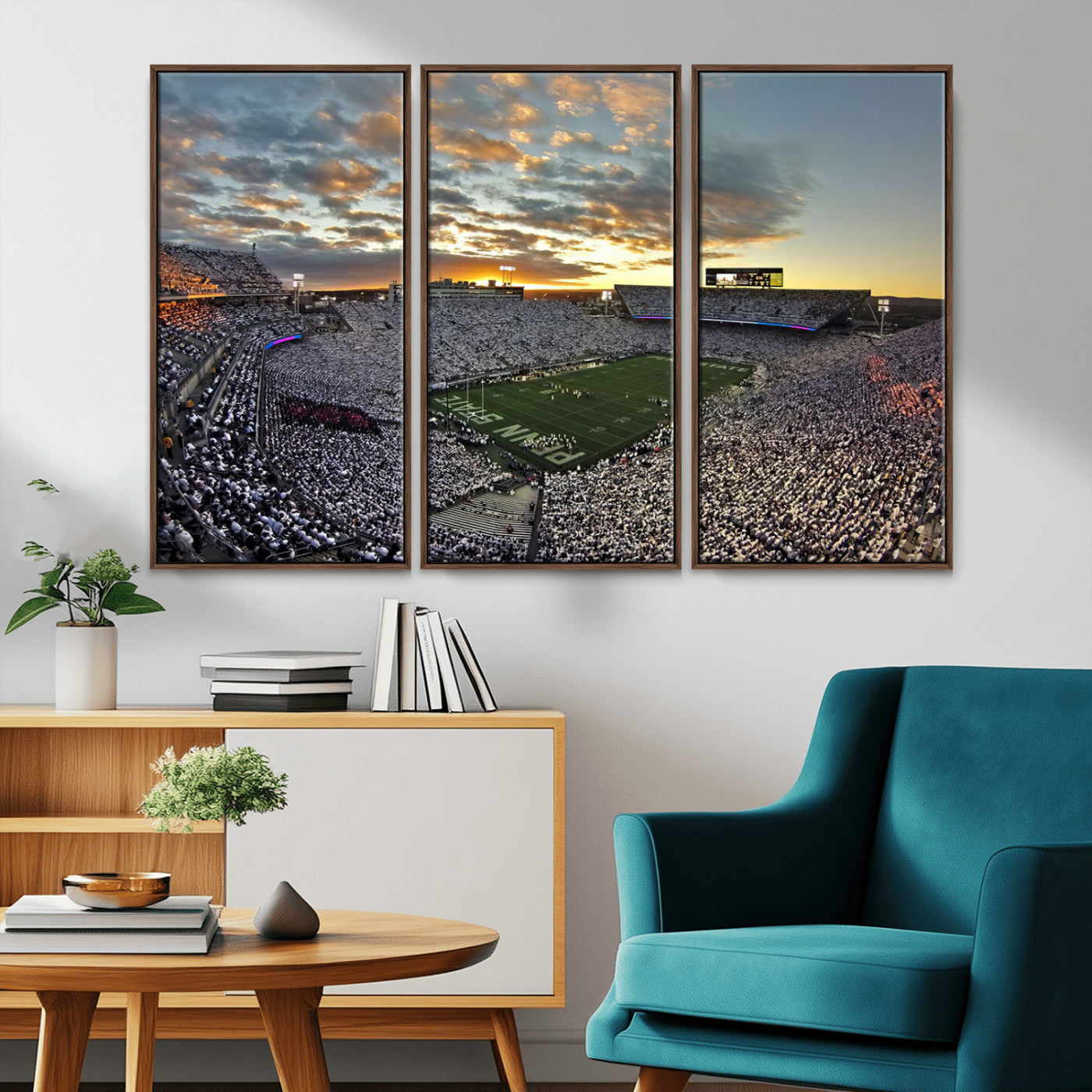 38807-MGV-CV-36X24-Beaver Stadium Wall Art Canvas Print, Framed Beaver Stadium Field Art Picture Print, Football Stadium Perfect Sport Room Decor