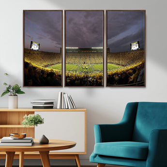 72404-MGV-CV-36X24-Michigan Wolverine Stadium Wall Art Canvas Print, Framed Michigan Stadium Art Picture Print, Football Stadium Perfect Sport Room