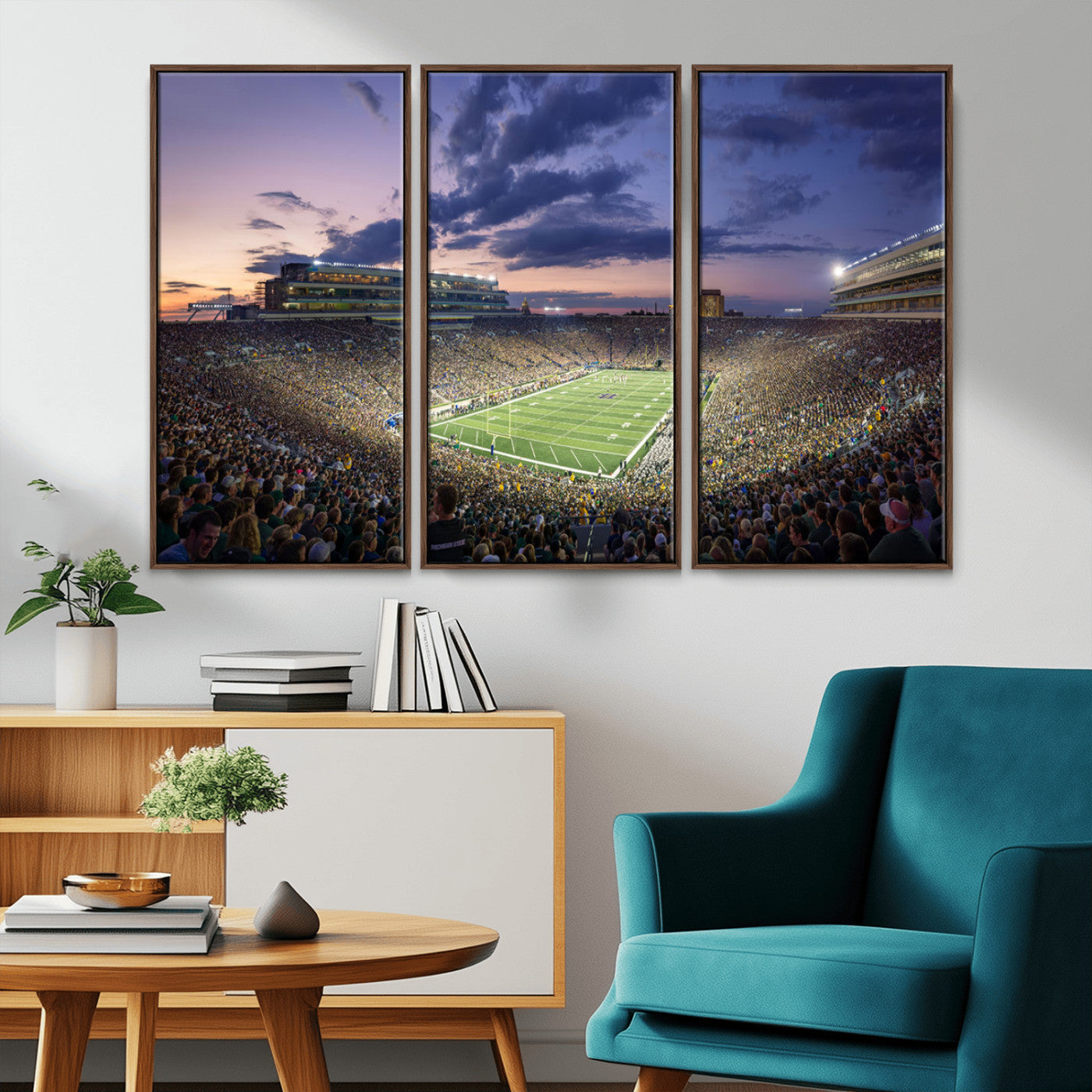 50825-MGV-CV-36X24-Notre Dame Stadium Wall Art Canvas Print, Framed Indiana Stadium Art Picture Print, Football Stadium Perfect Sports Room Decor