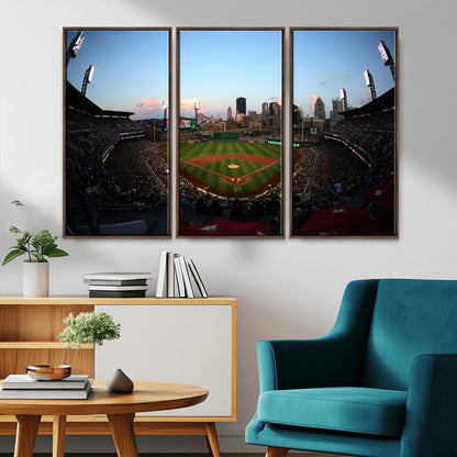 67670-MGV-CV-36X24-PNC Park Stadium Wall Art Canvas Print, Framed Pittsburgh Pirates Stadium Art Picture Print, PNC Park Field Perfect Sport Room