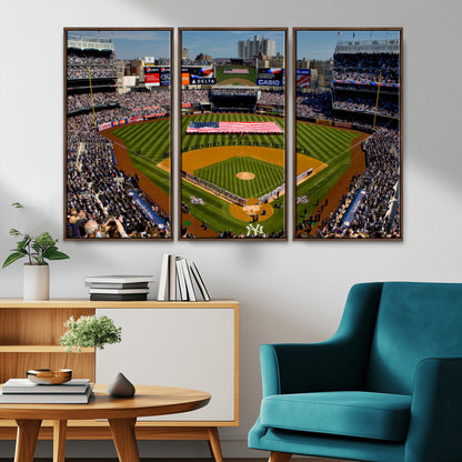 20879-MGV-CV-36X24-Yankee Stadium Wall Art Canvas Print, Framed New York Stadium Art Picture Print, Yankee Field Perfect Sport Room Decor Artwork