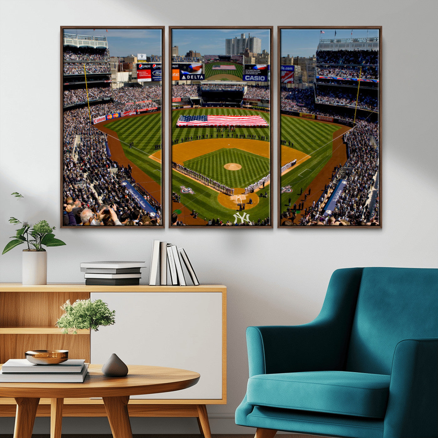 20879-MGV-CV-36X24-Yankee Stadium Wall Art Canvas Print, Framed New York Stadium Art Picture Print, Yankee Field Perfect Sport Room Decor Artwork