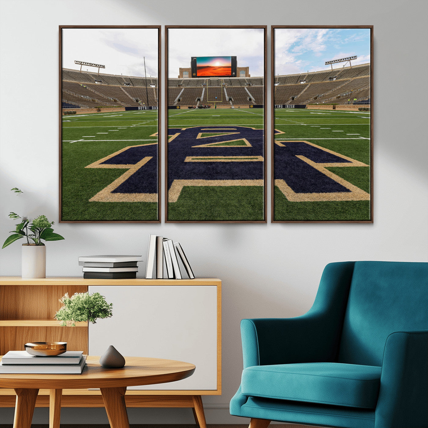 52835-MGV-CV-36X24-Notre Dame Stadium Wall Art Canvas Print, Framed Indiana Stadium Art Picture Print, Notre Dame Field Perfect Sport Room Decor