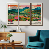 54215-MGV-FC-48X32-3P_Walnut-Yayoi Kusama Wall Art – Panoramic Japanese Landscape Canvas Print, Modern Abstract Nature Decor for Office, Bedroom or Living Room