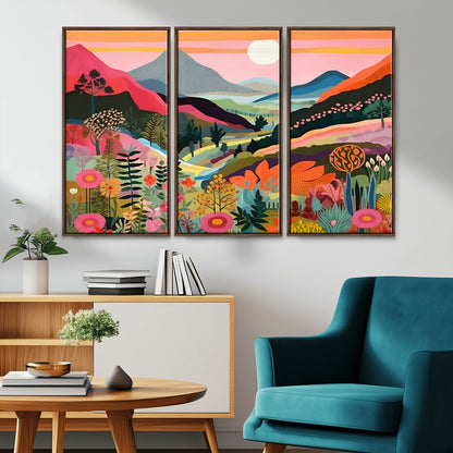 61376-MGV-CV-36X24-Floral Valley Wall Art – Panoramic Mountain Landscape Canvas Print, Vibrant Nature Decor for Living Room, Office, or Bedroom