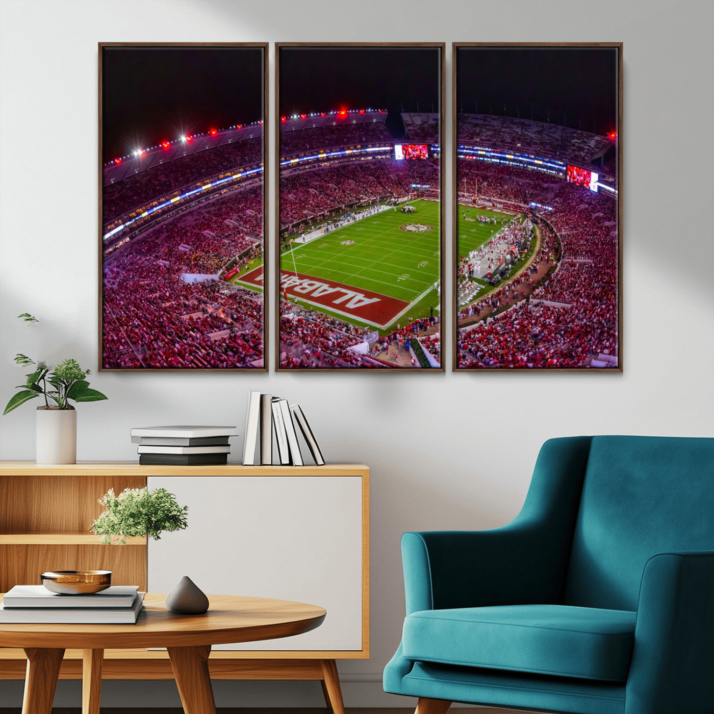 11343-MGV-CV-36X24-Bryant-Denny Stadium Wall Art – Panoramic Alabama Crimson Tide Football Field Canvas Print, Game Day Decor for Office, Man Cave or