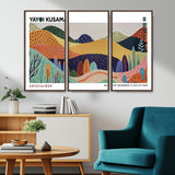 66936-MGV-FC-48X32-3P_Walnut-Kusama Wall Art – Vibrant Abstract Hills Canvas Print, Japanese Modern Landscape Poster for Living Room, Office, Studio or